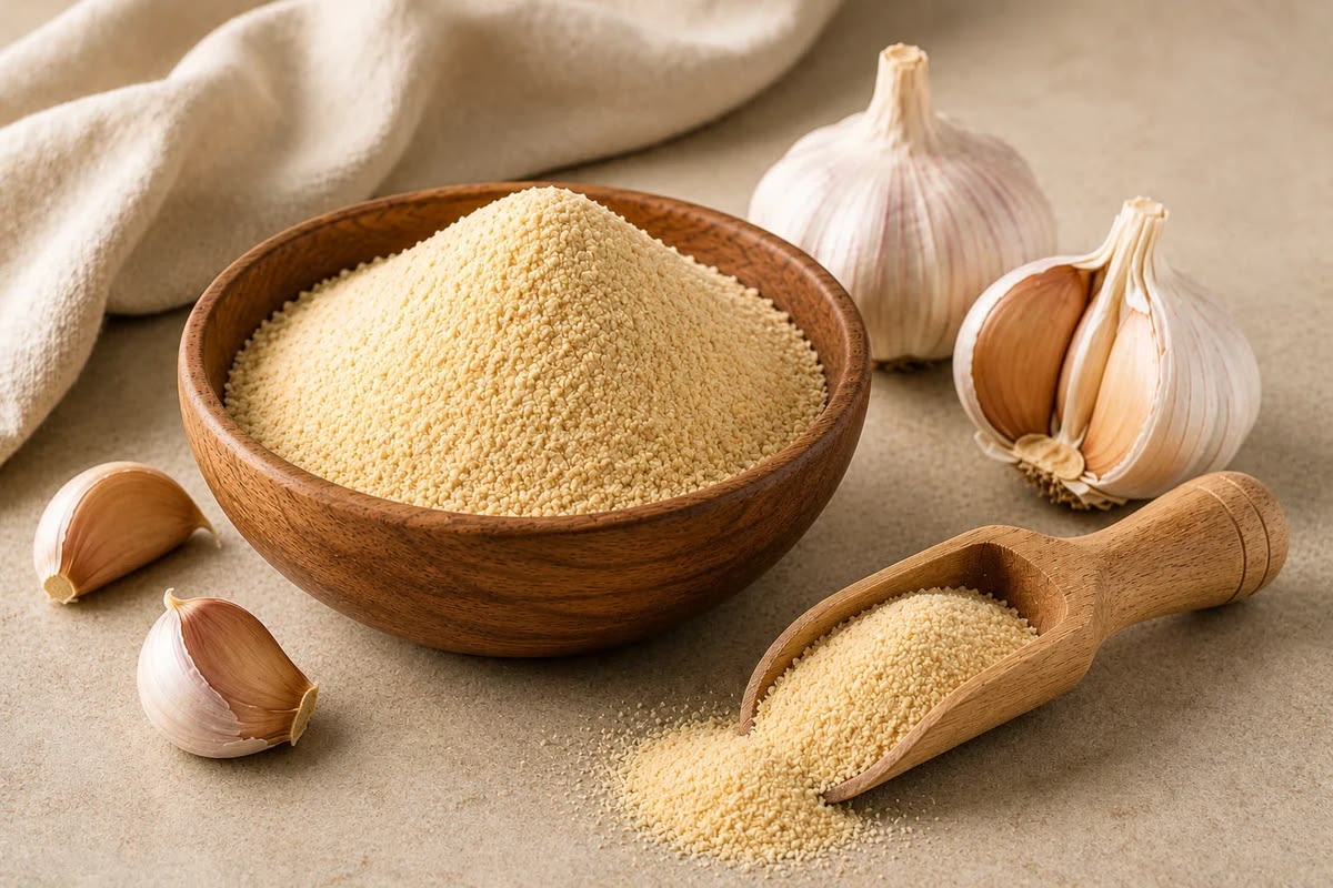 Garlic and garlic powder prepared for quality-focused processing
